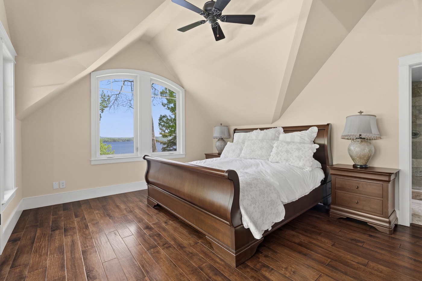 Primary bedroom suite with lake views